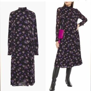 GANNI NWT Floral Print chiffon midi dress